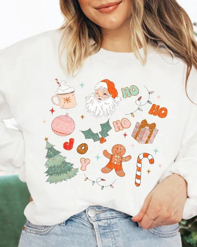 Christmas Sweatshirts For Women,Groovy Christmas Doodles