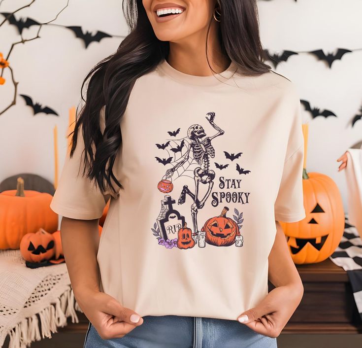 Stay Spooky t-shirt, Halloween shirt, Fall shirt, Skeleton shirt, themed tshirt