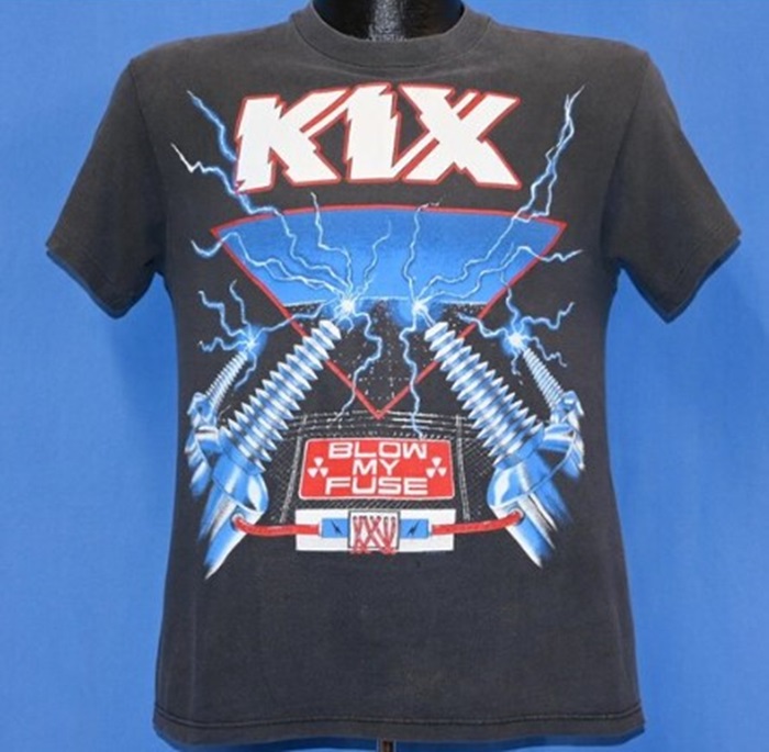 80s Kix Blow My Fuse World Tour 1989 Glam Metal Rock N Roll Tee Shirt Outfit, Shirt Outfit Idea