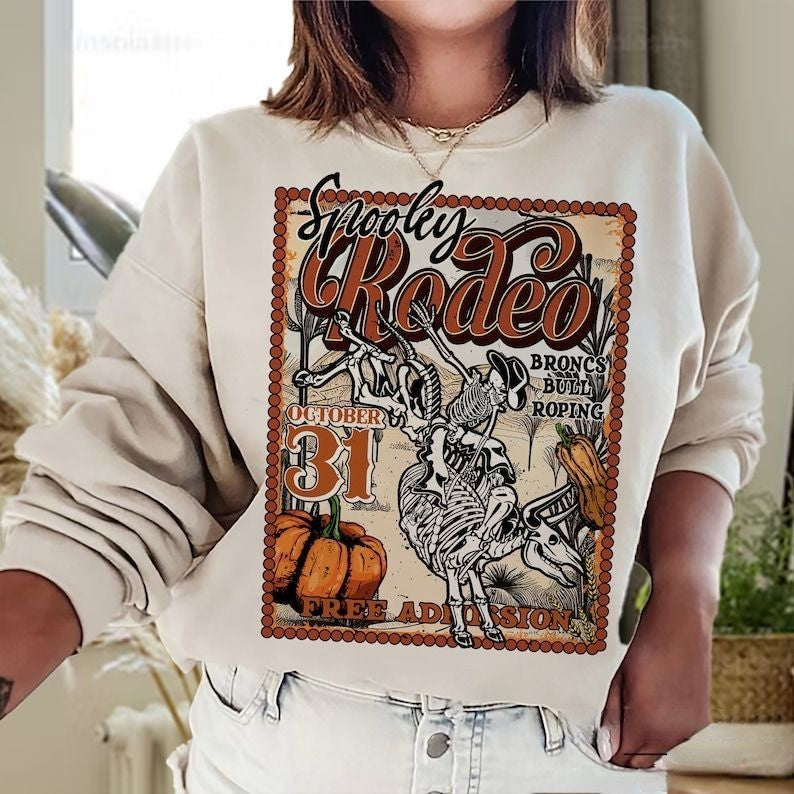 Spooky Rodeo Halloween Skeleton Sweatshirt