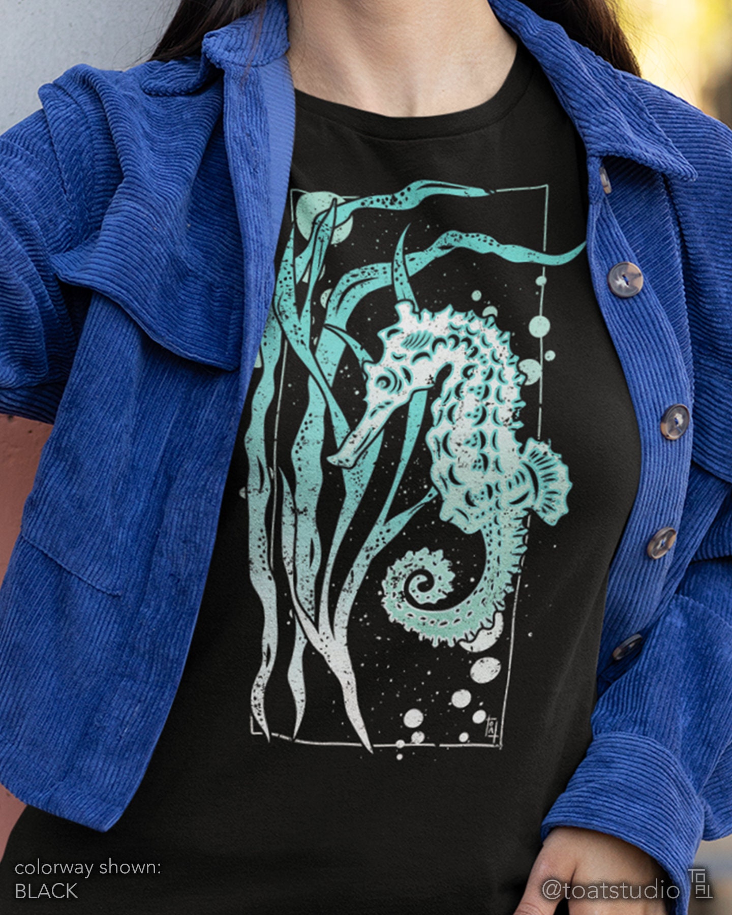 Seahorse Unisex T-shirt, Silhouette Seahorse, Marine life, Aquatic wildlife, Coral Reef, Save the Planet Jersey Tshirt, Ocean Conservation