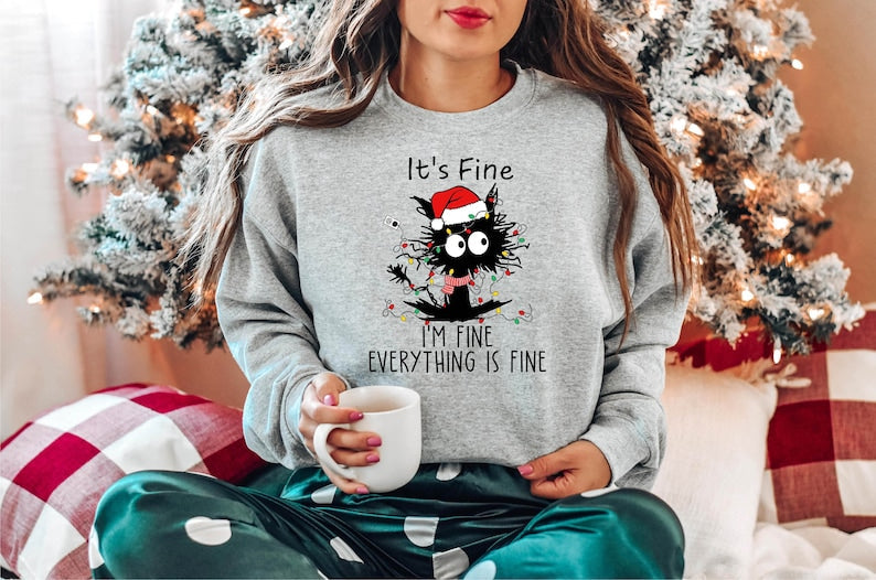 Christmas Black Cat Sweatshirt