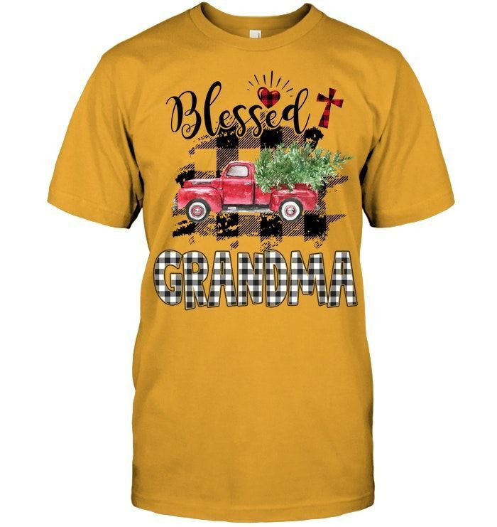 Blessed Grandma Black And White Plaid Christmas Noel Xmas Truck Christians Grandmothers Shirts