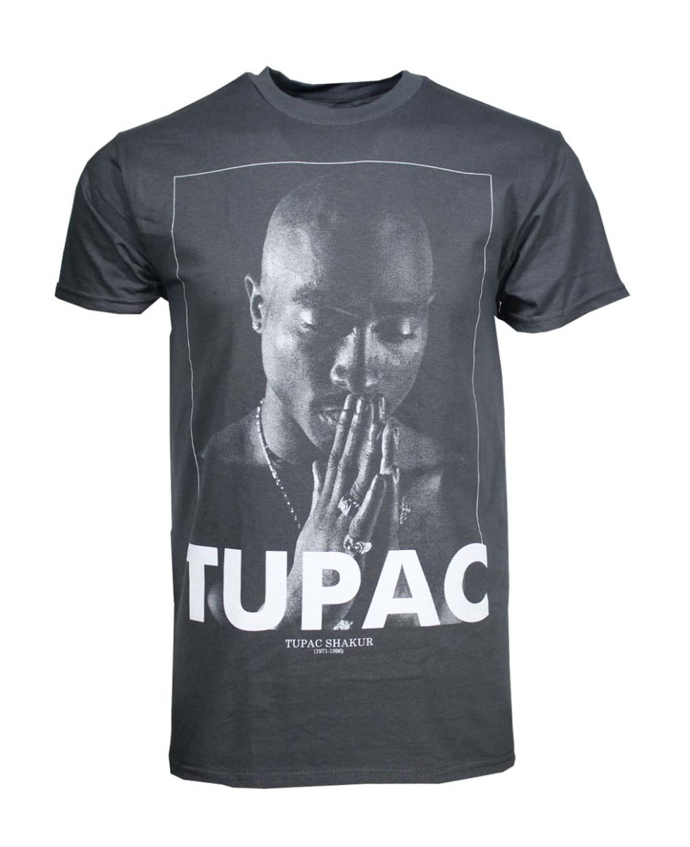 Tupac Praying Charcoal Heather Men’S T-Shirt