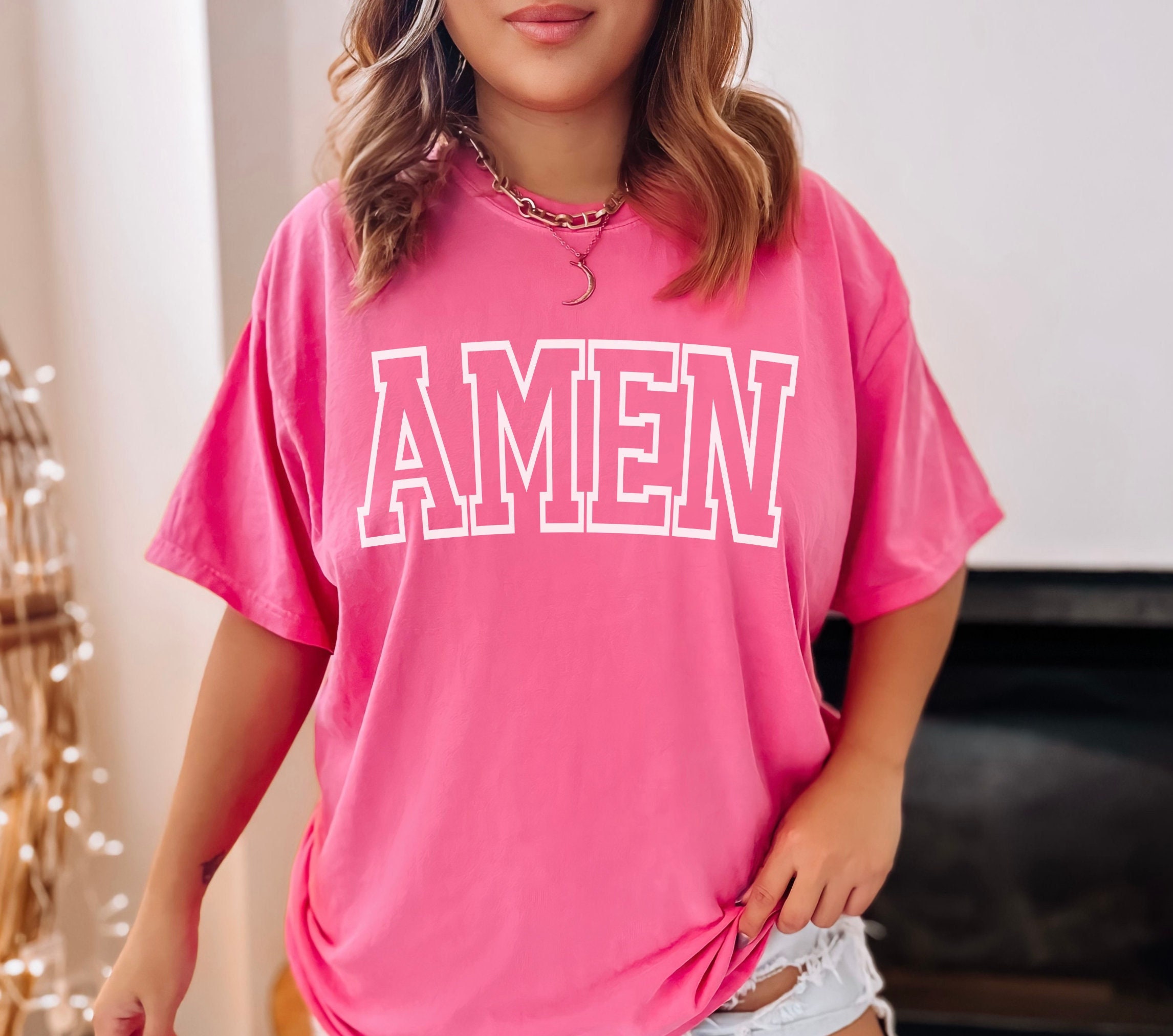 Varsity Amen Christian Shirt Comfort Colors Shirt Christian Apparel For Women Church Tee Aesthetic Christian Clothing Christian Gift For Her