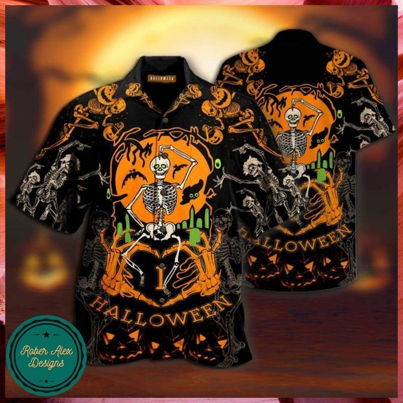 Dancing Skeleton Halloween Hawaii Shirt – Halloween Short-Sleeve Shirt – Hawaii Style