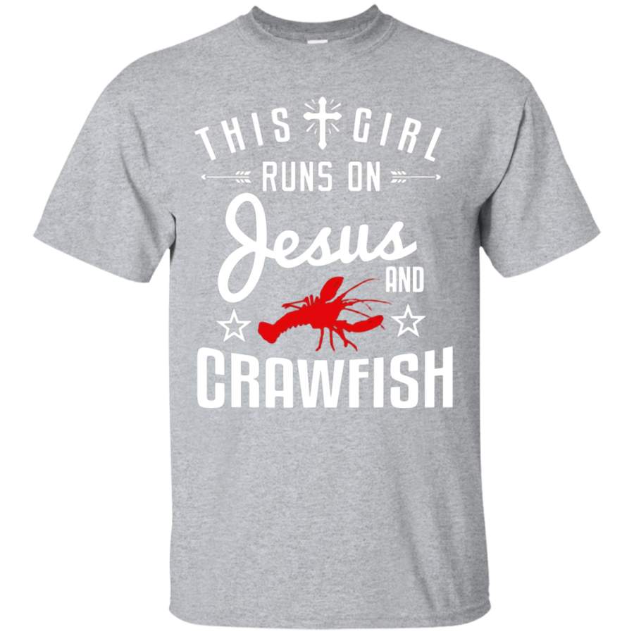 Crawfish T Shirt This Girl Runs On Jesus and Crawfish Cajun