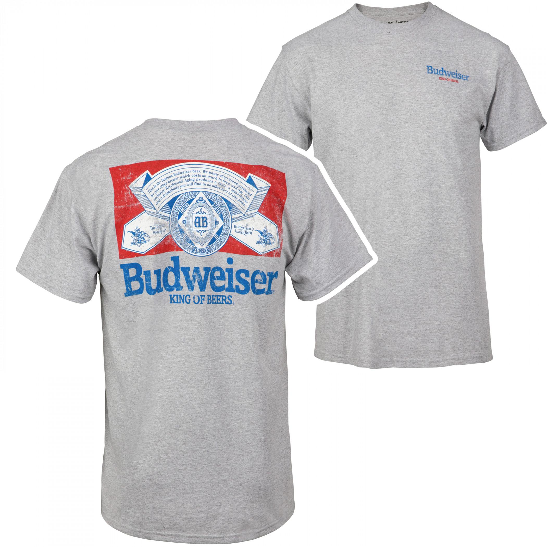 Budweiser Distressed Front and Back Print T-Shirt