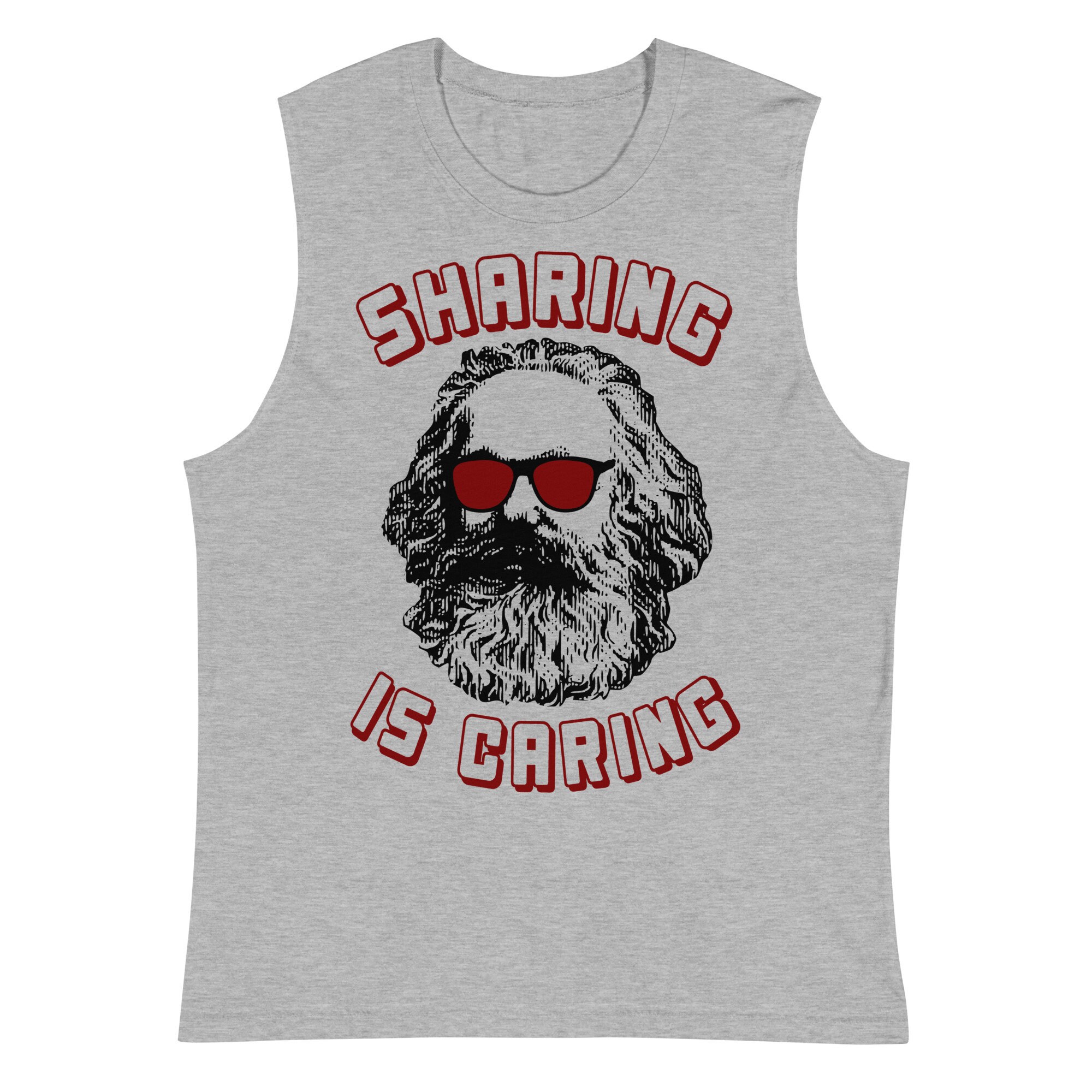 Sharing Is Caring – Karl Marx Silhouette, Socialist, Marxist, Democratic Socialism, Leftist Muscle Shirt