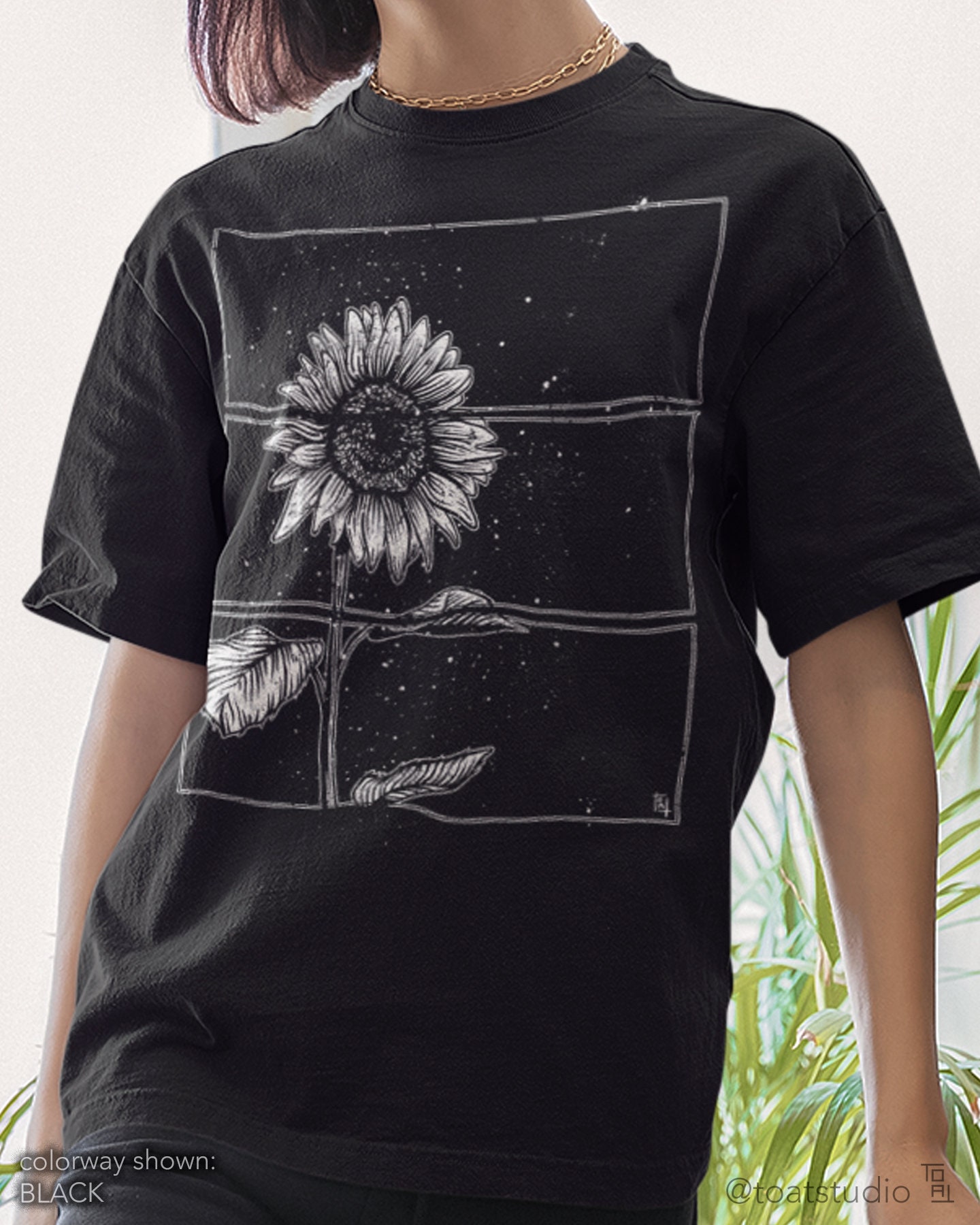 Sunflower II Unisex T-shirt, Floral Tee Shirt, Flower Shirt, Flower Garden, Sunshine, Minimal Sunflower Drawing, Himawari Sunflower Anime