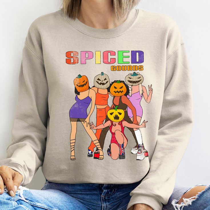 Spiced Gourds Halloween Sweatshirt – Small / Ash, Halloween Costume Ideas