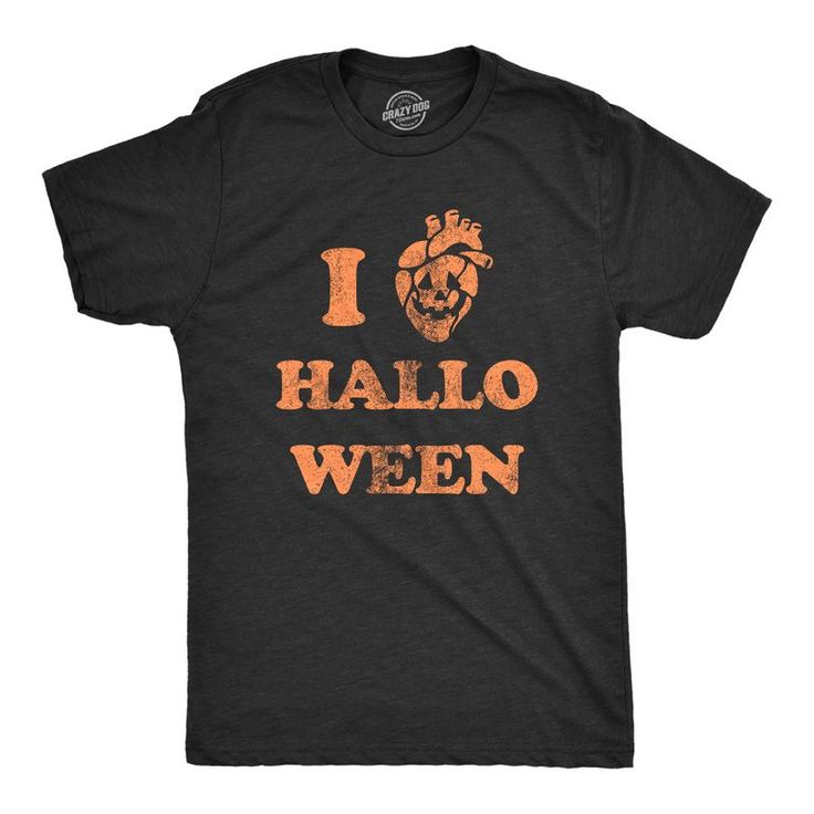 Crazy Dog T-Shirts Shirts | Mens I Heart Halloween T Shirt Funny Spooky Pumpkin Hollows Eve Lovers Tee For | Color: Black, Halloween Costume Ideas, Shirt Outfit Ideas