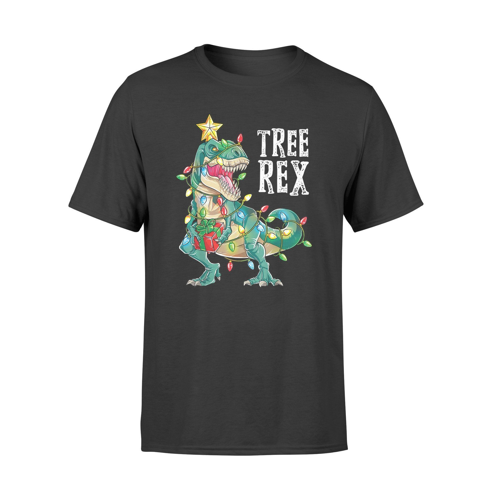 Christmas Shirts For Boys Kids Dinosaur Tree Rex Pajamas Men – Standard T-Shirt