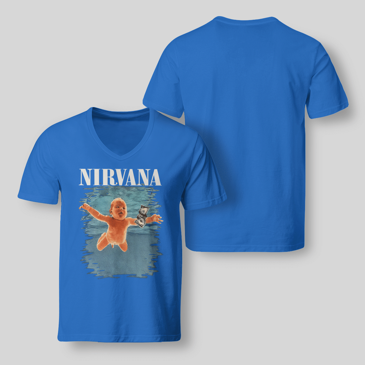 1990S Nirvana Nevermind Album Vintage V-Neck T-Shirt