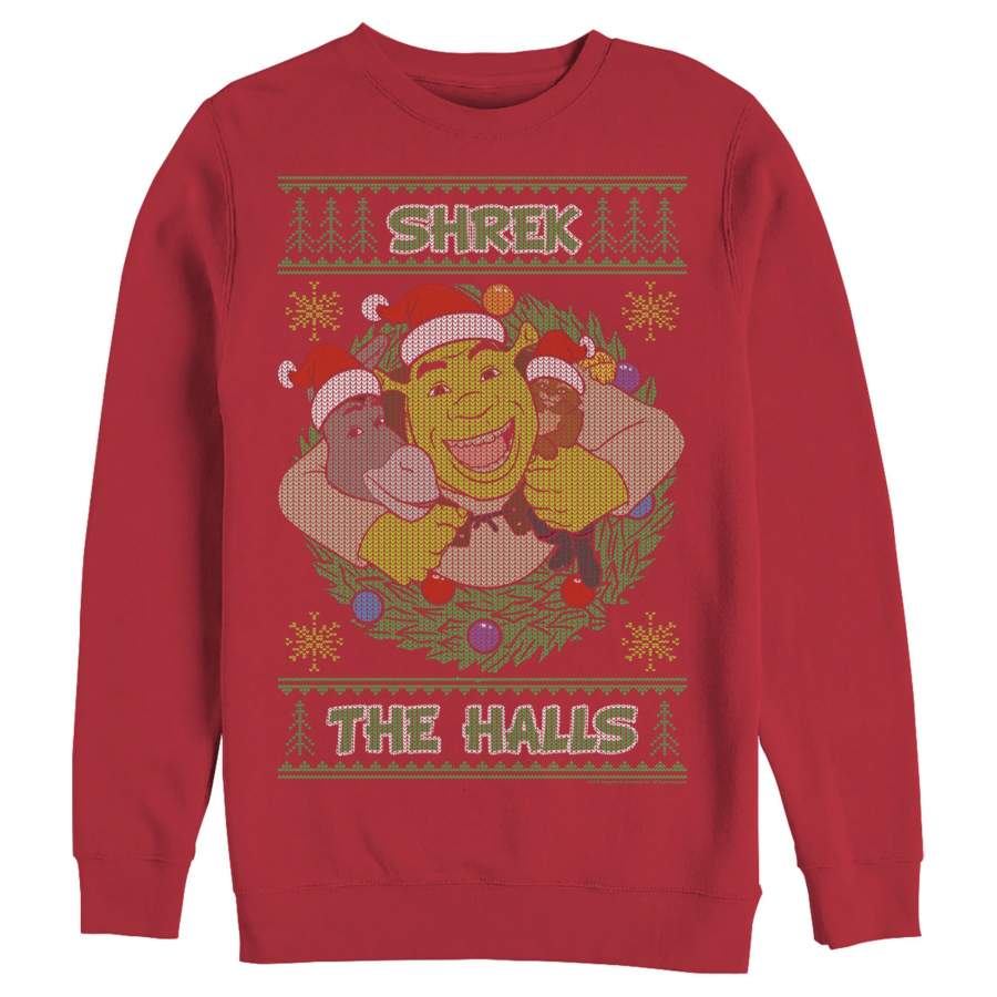 Shrek Men’s Ugly Christmas Deck the Halls  Sweatshirt