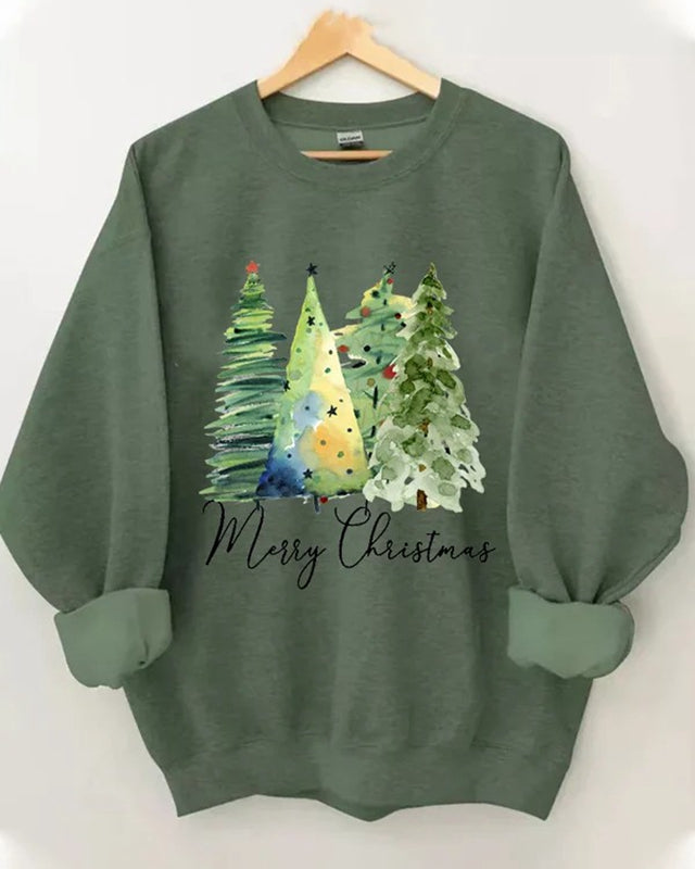 Women’S Merry Christmas Tree Casual Sweatshirt