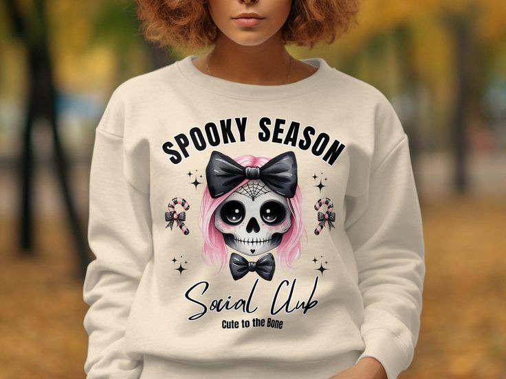 Spooky Season Sweatshirt, Social Club Skull Sweater, Cute to the Bone Graphic Pullover, Retro Halloween Crewneck, Fun Fall Apparel, Gothic