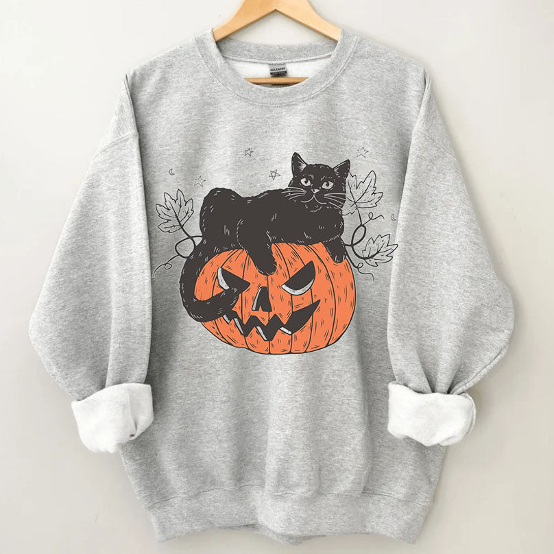 Black Cat On Pumpkin Sweatshirt