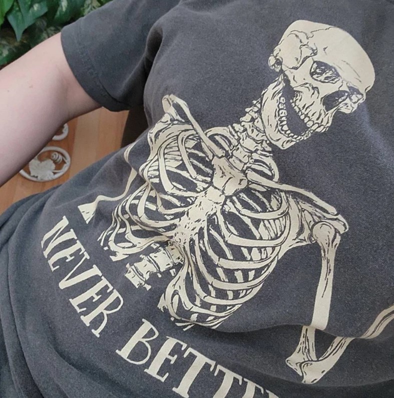 Skeleton Never Better T Shirt Outfit, Shirt Outfit Idea