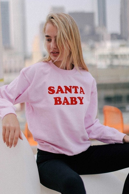 Santa Baby Sweatshirt Retro Christmas Sweatshirt Christmas Crewneck Holiday Sweatshirts Christmas Shirt For Women Cute Christmas Sweater