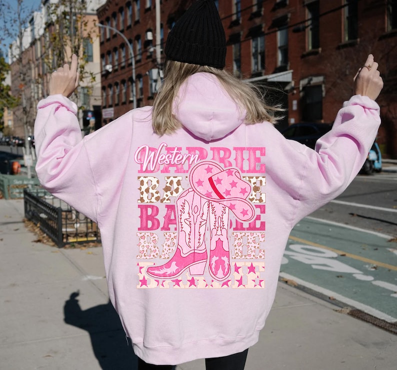 Western Barbie Cowgirl Print Hoodie