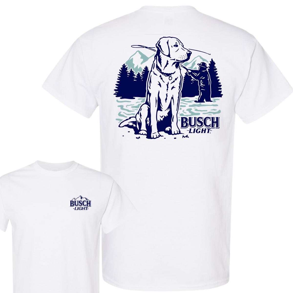 Busch Light Fly Fishing With Dog Scene 2 sided T-Shirt, Unisex T-Shirt, Full Color T-Shirt, For Men, For Women