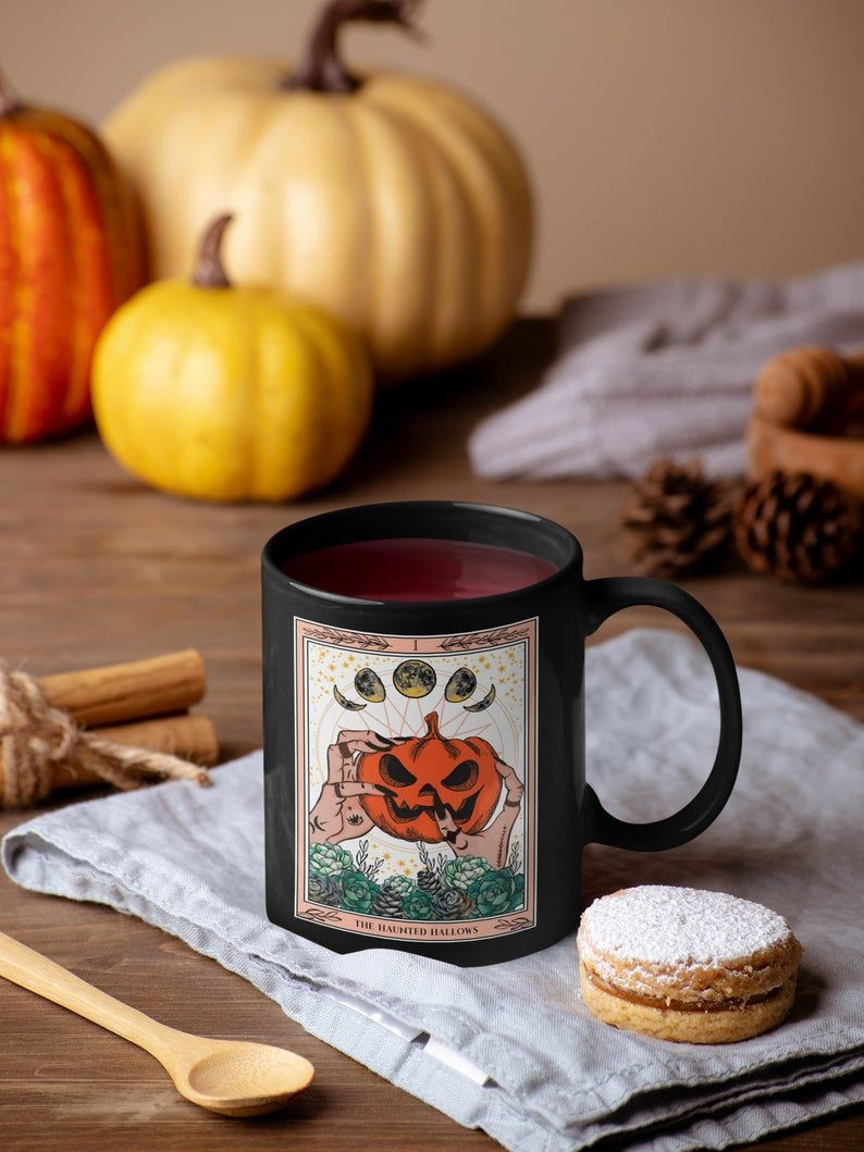 Tarot Card Halloween Mug, Pumpkin Mug, Witch Mug