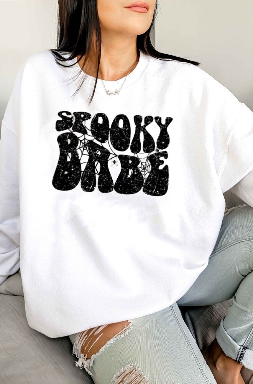 Spooky Babe Sweatshirt Halloween Sweatshirt Spooky Season Spooky Vibes Sweatshirt Funny Halloween Halloween Sweater Halloween Crewneck