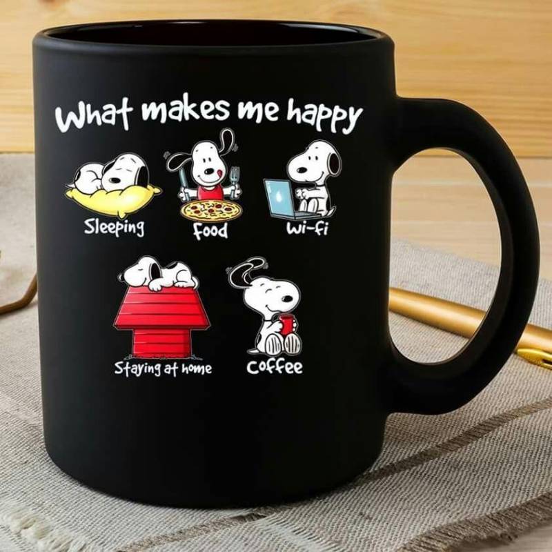 What makes me happy Snoopy coffee mug, Shirt Outfit Idea