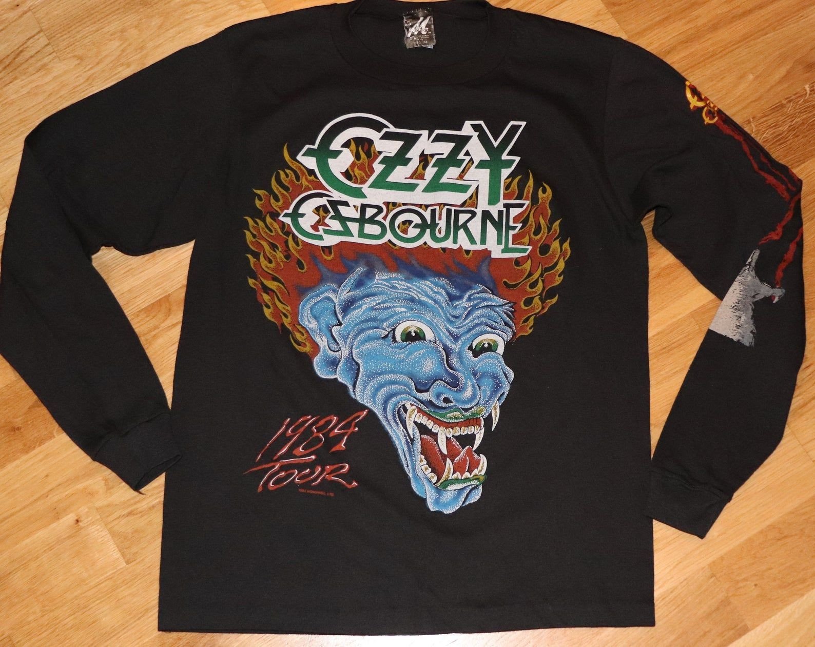 1984 Ozzy Osbourne Tattoo Tee Vintage Rare Concert Tour Rock Metal Band Long-Sleeve T-Shirt S/M 80’S 1980’S Black Sabbath Vtg Tshirt Gift