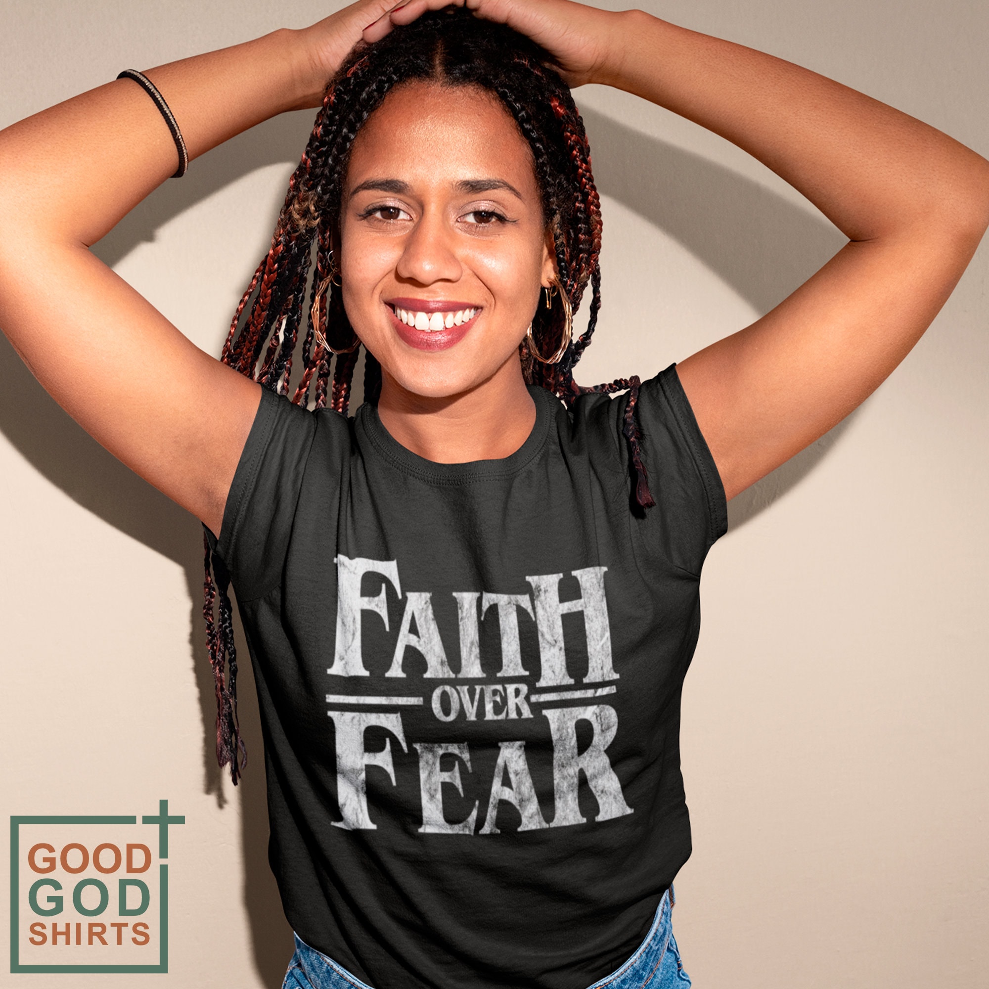 Vintage Style,Faith Over Fear T-Shirt, Christian Shirt, Faith Shirt, Religious Shirt, Church, Disciple,Love, Grace, Faith tshirt,jesus gift