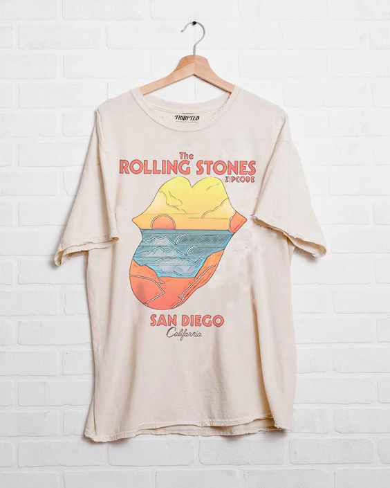 Rolling Stones Zip Code San Diego Thrifted Tshirt