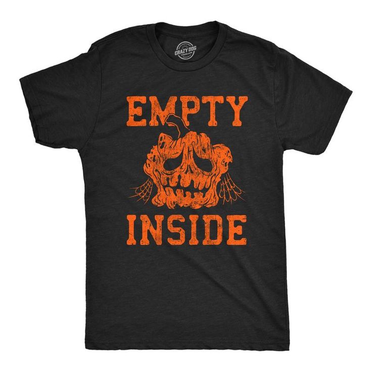 Crazy Dog T-Shirts Shirts | Mens Empty Inside T Shirt Funny Halloween Rotting Jack O Lantern Tee For Guys | Color: Black, Halloween Costume Ideas, Shirt Outfit Ideas