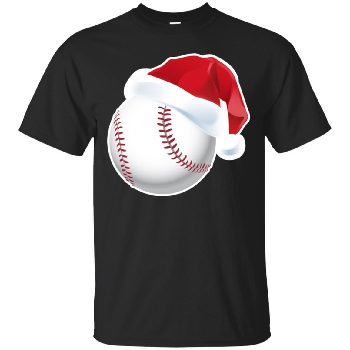 Baseball With Santa Claus Hat X-Mas Shirt For Baseball Lovers