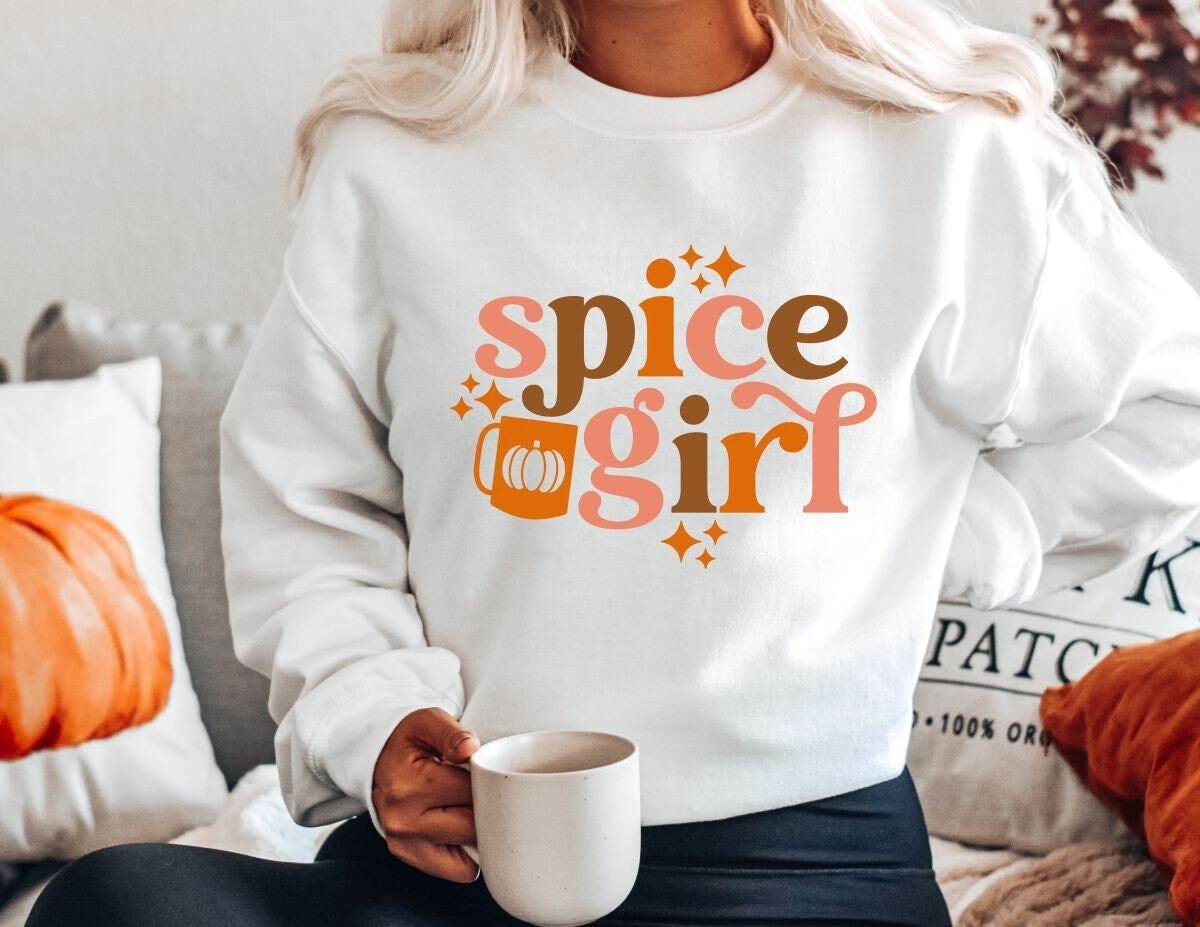 Spice Girl Fall Sweatshirt Pumpkin Spice Girl Retro Thanksgiving Sweatshirt Fall Sweatshirt Halloween Crewneck Trendy Fall Sweatshirt