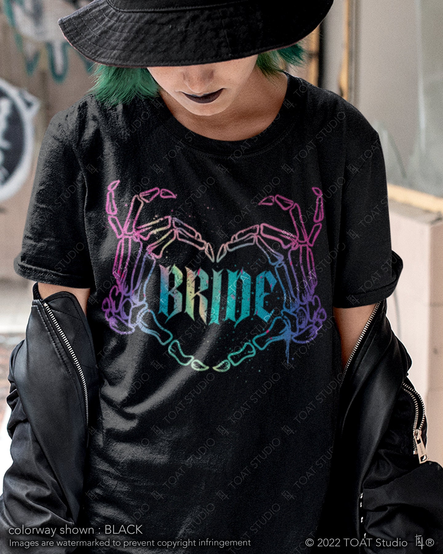 Spooky Bride II Unisex T-shirt, Alternative Couple, Grunge Graffiti Spray, Dark Bride Tee, Spooky Bachelorette Tshirt, Til Death Do Us Part