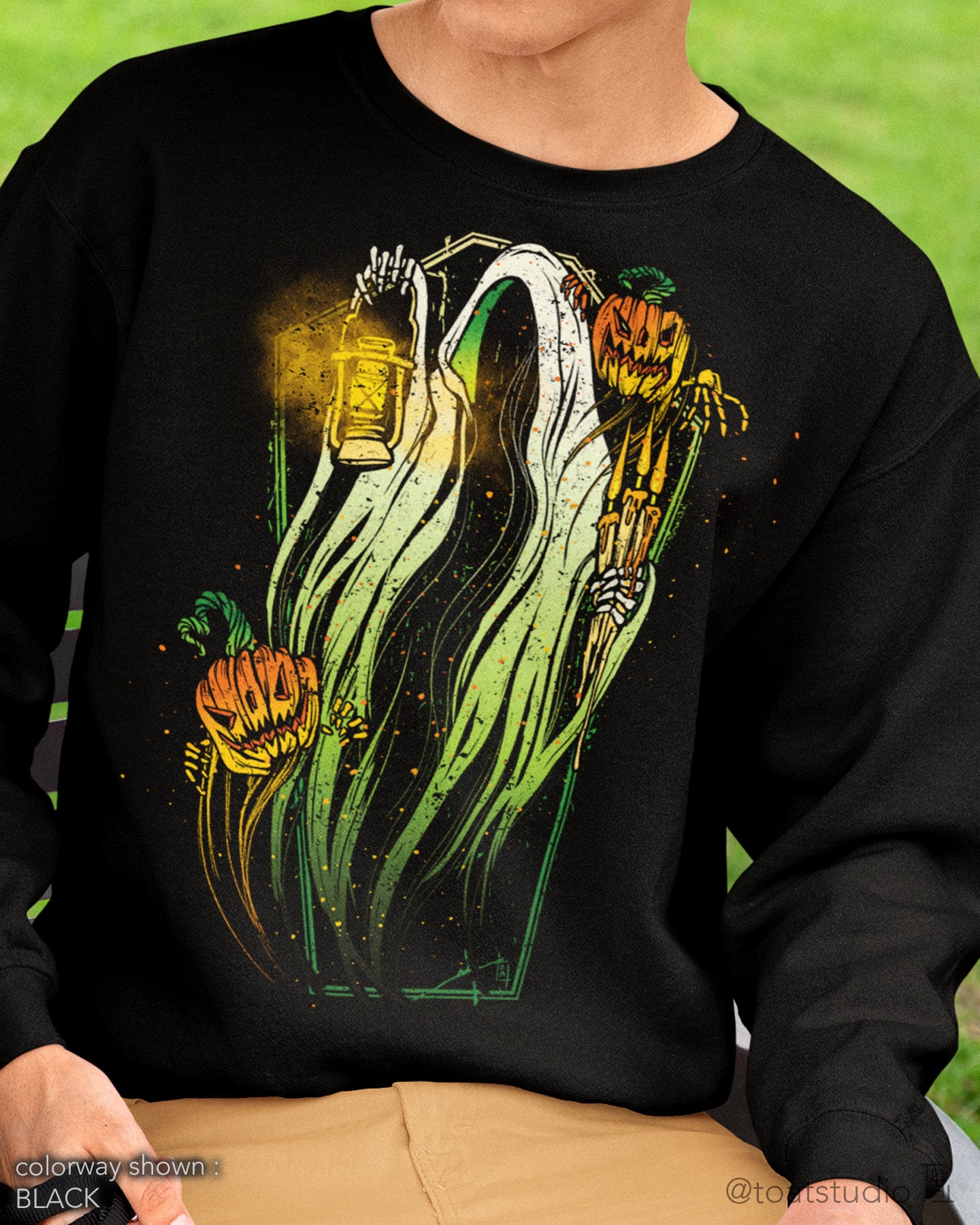 Cloaked Ghost Unisex Crewneck Sweatshirt, Ghostly Halloween, Spooky Season, Scary Halloween, Creepy Jack O Lantern, Paranormal Activities