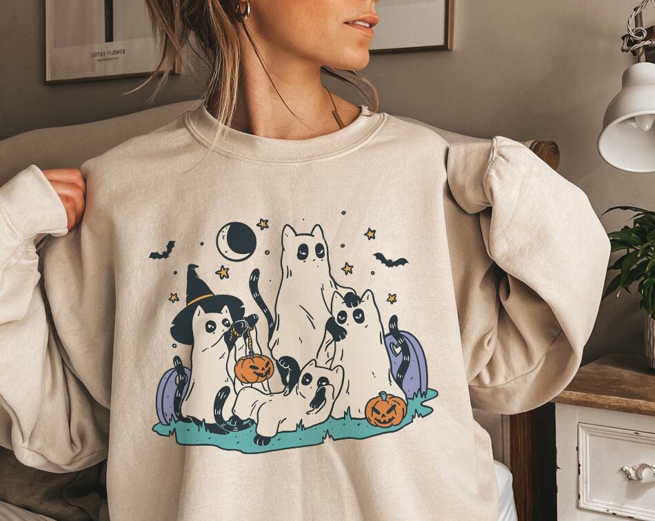 Spooky Cat Mom Halloween Sweatshirt