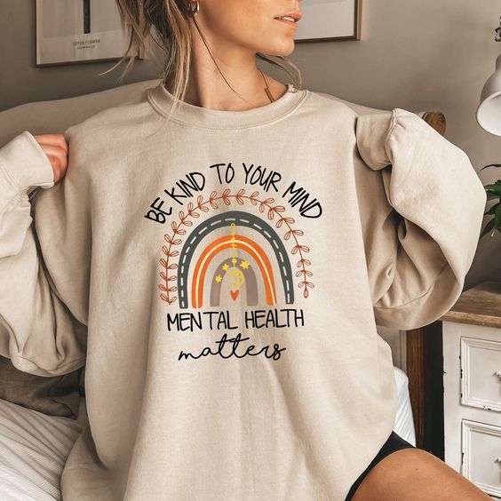 Be Kind To Your Mind Sweat, Mental Health, Boho Rainbow Sweater