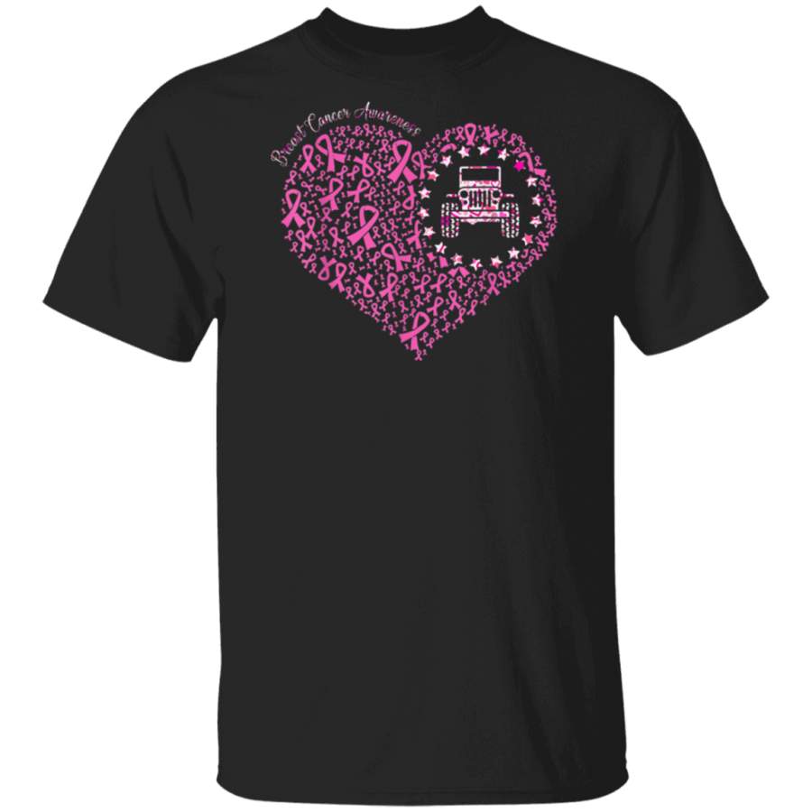 Breast Cancer Awareness Jeeps Heart Gift T-Shirt Hoodie Shirt