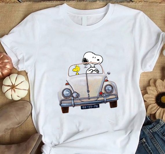 Snoopy Gift Snoopy Lover Snoope And Woodstock Driving Car Tshirt 2D Tshirt, Shirt Outfit Idea