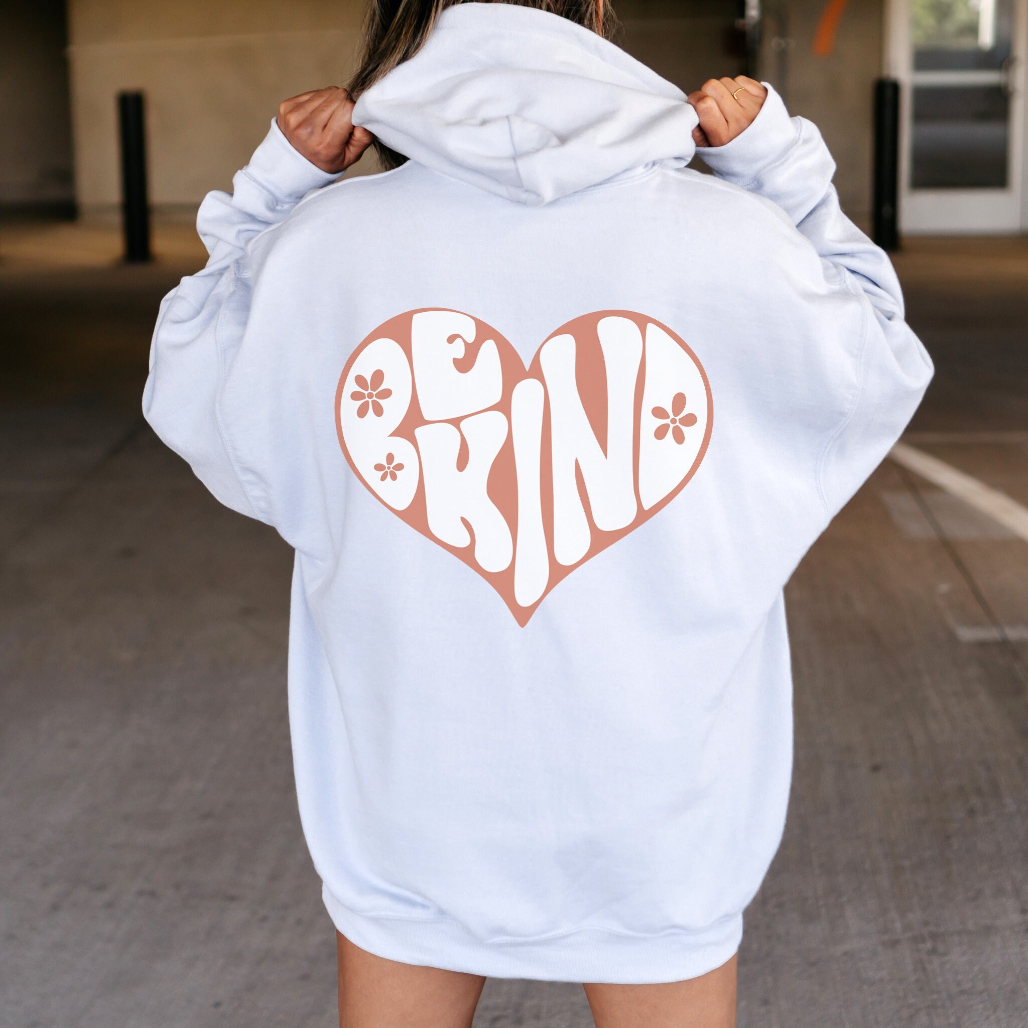 Be Kind Hoodie with Words on Back Print Hoodie Trendy Hoodies Peppy Sweatshirt VSCO Sweatshirt Retro Hoodies for Women Aesthetic Clothes