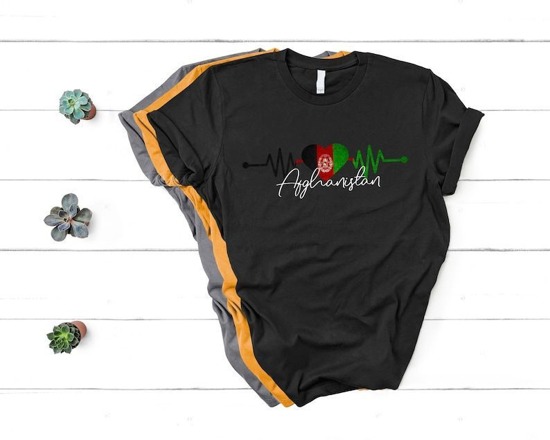 Afghanistan Heart T Shirt, Afghanistan Heartbeat Ekg Pulse T-Shirt