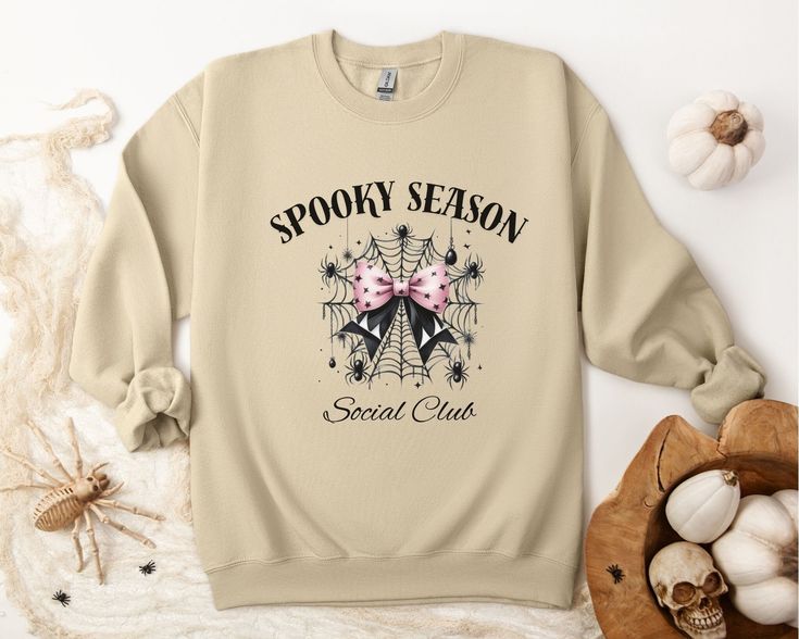 Spooky Season Social Club Sweatshirt, Coquette Shirt, Cute Halloween Pullover, Womens Halloween Sweatshirt, Halloween Party Shirt,Fall Shirt