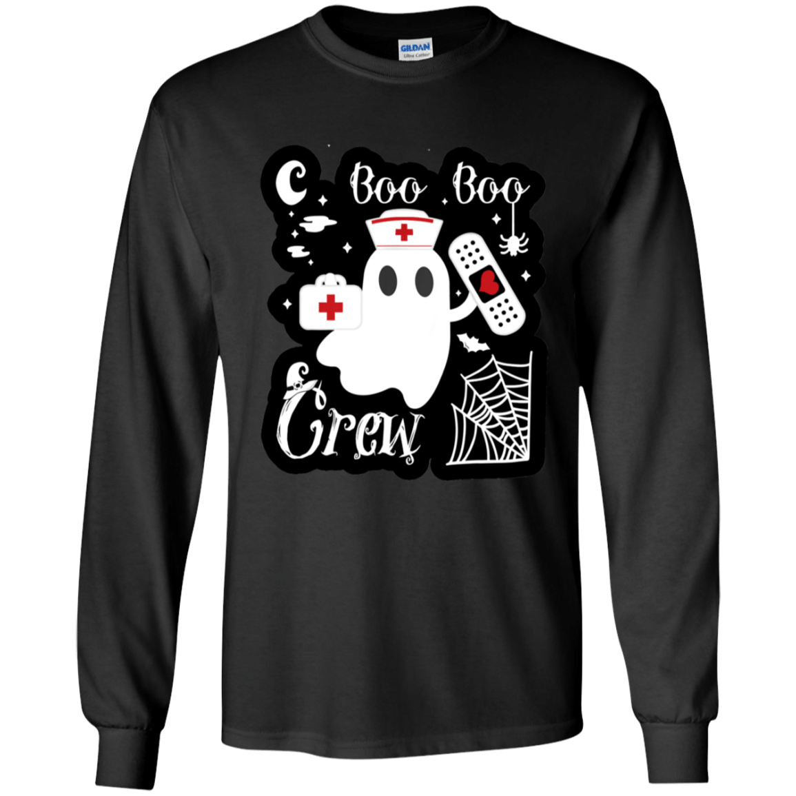 Boo Boo Crew Nurse Ghost Funny Halloween Youth Ls T-Shirt