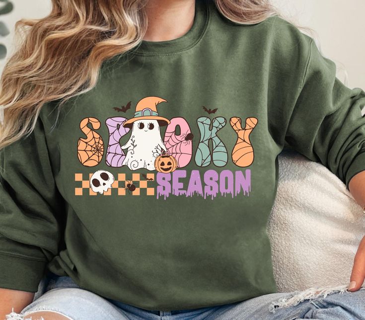 Spooky Season Sweatshirt, Crewneck Sweatshirt, Spooky Vibes Sweatshirt, Halloween Sweatshirt, Cute Halloween Sweatshirt, Gift for Halloween