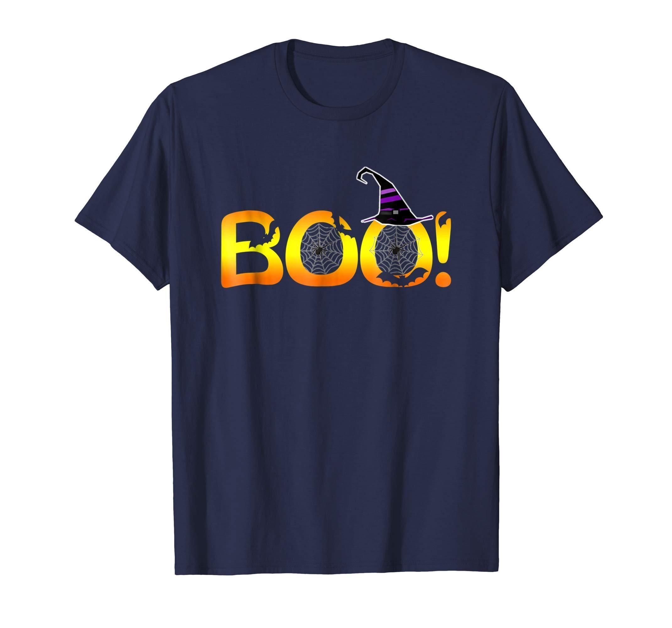 Bat Hat Witch Spider Boo Happy Halloween T-Shirt Funny