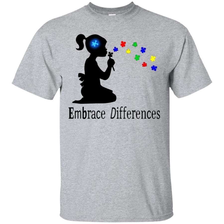 Autism Shirt Embrace Differences T-Shirt for Women and Girls