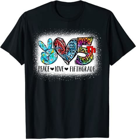 Back To School 2021 – Peace Love Fifth Grade Team 5Th Grade Squad Back To School Shirt For Kids And Teachers