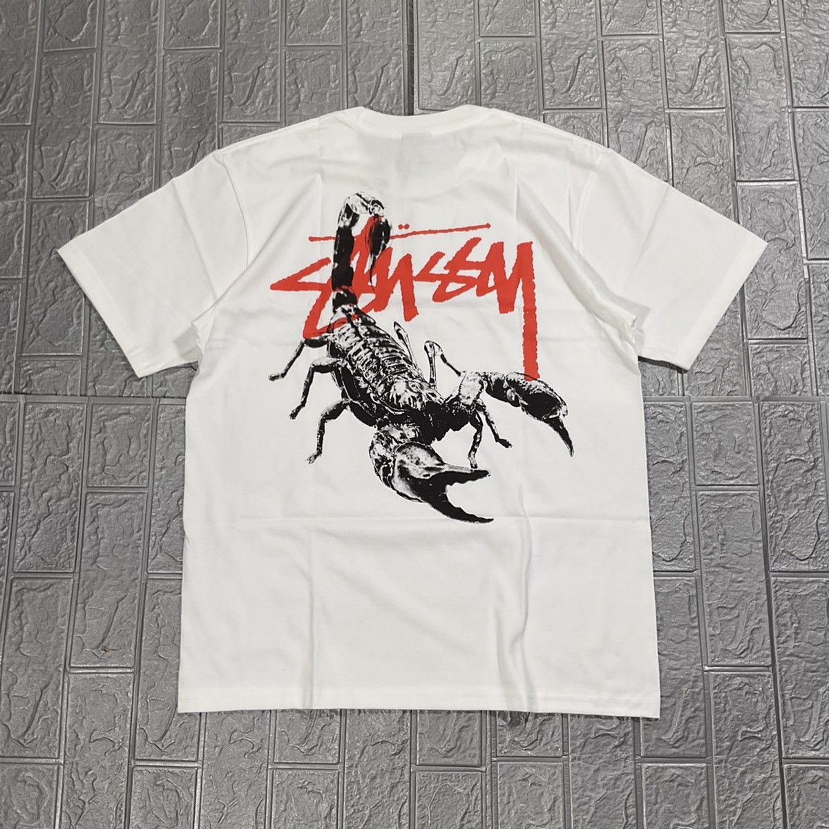 Stussy Red Scorpion Tee White, Shirt Outfit, Gift For Men, For Women